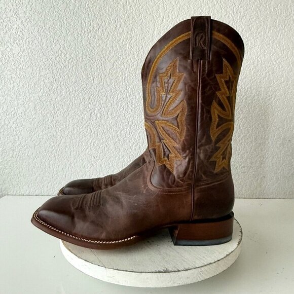 Rod Patrick Mens Cowboy Boots 12.5EE Perro Loco Brown Leather Western Square Toe - Picture 4 of 12